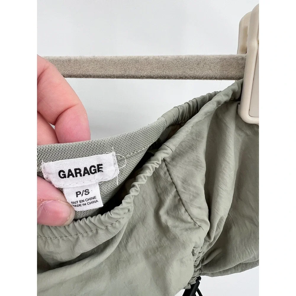 Garage Sage Green Nylon‎ Bungee Cord Bandeau Tube Top Back Zip Small P/S